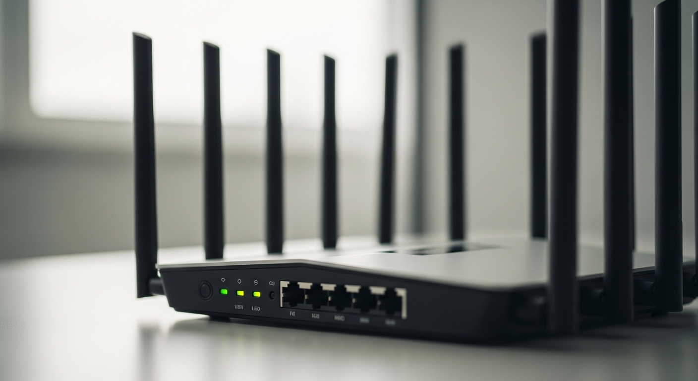 Router moderno con tecnología WiFi 7 y antenas múltiples