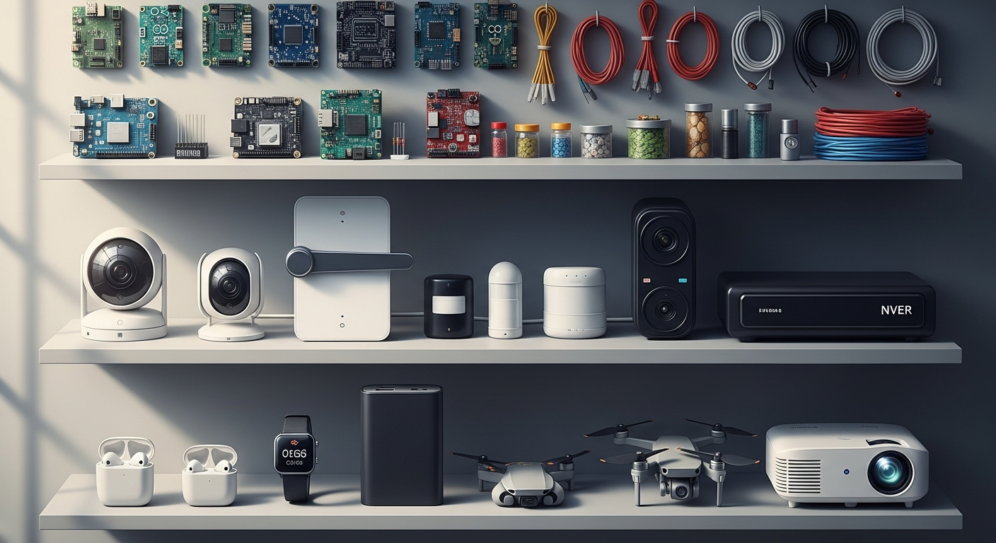 Variedad de productos en una tienda de electrónica moderna