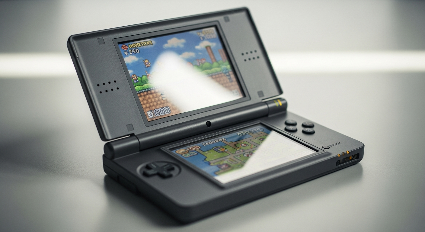 Consola Nintendo DS original mostrando sus dos pantallas