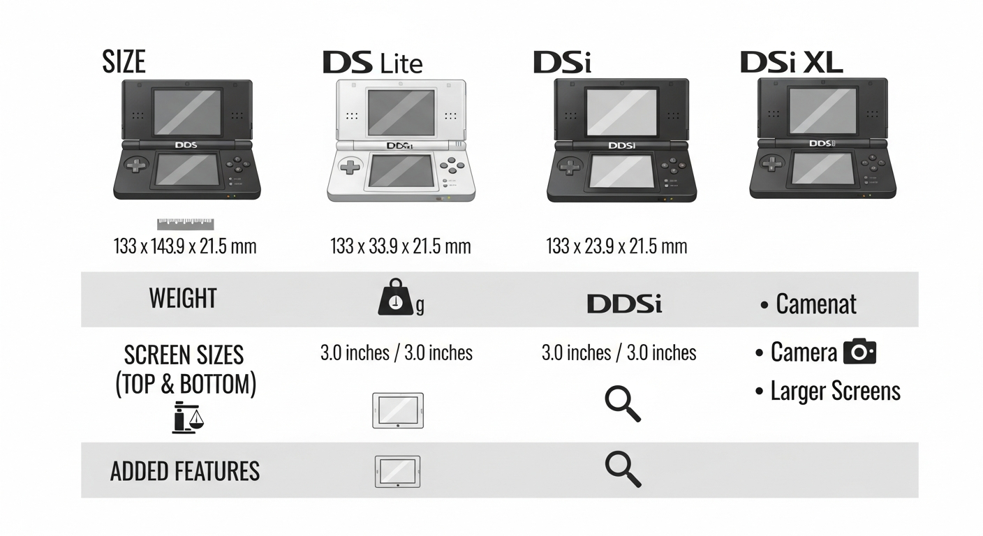 Comparación de los diferentes modelos de la familia Nintendo DS