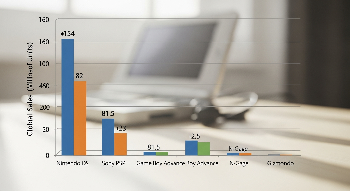 Gráfico de ventas comparativas de Nintendo DS frente a otras consolas portátiles