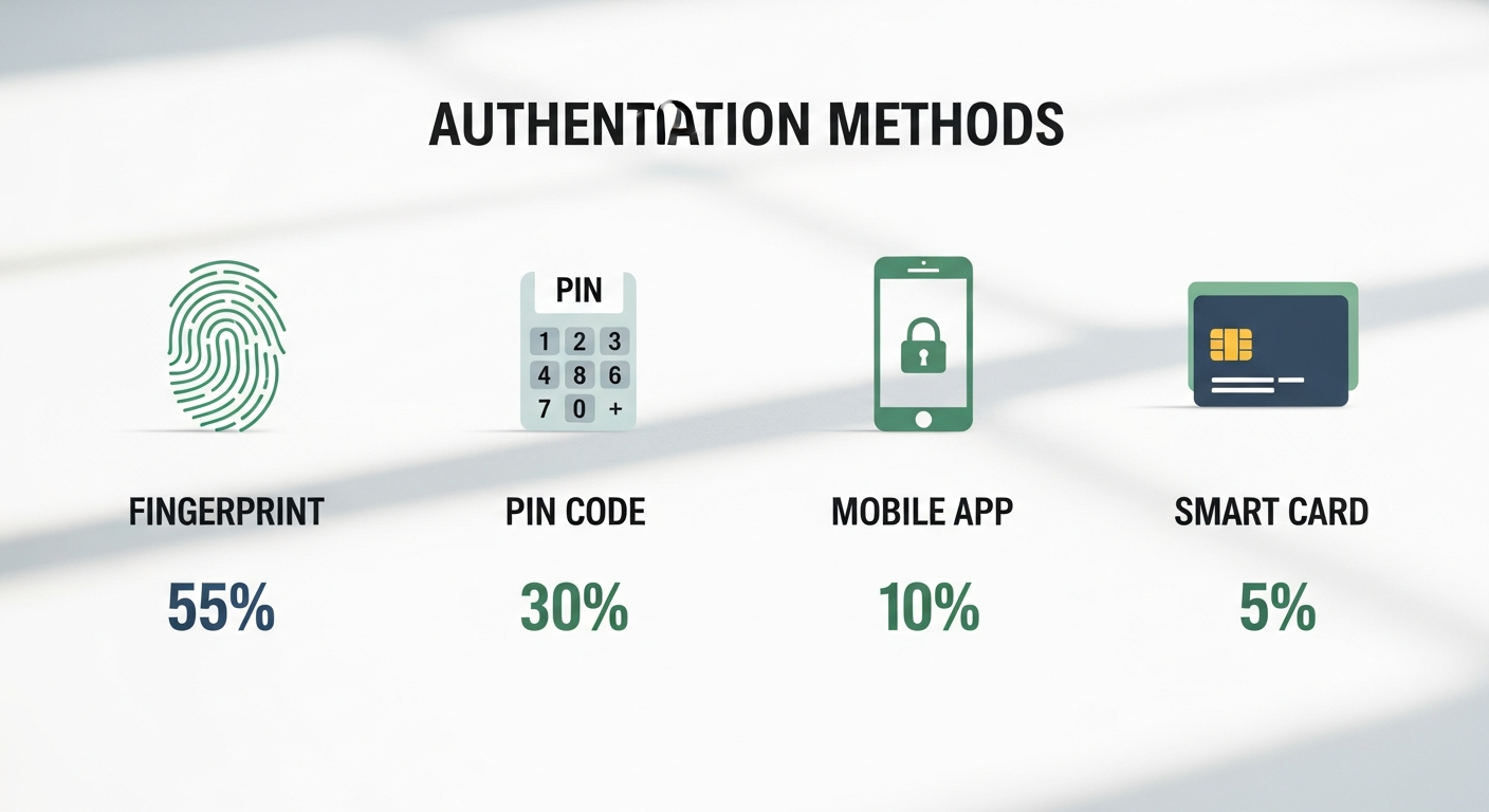 Comparación visual de métodos de apertura en cerradura electrónica