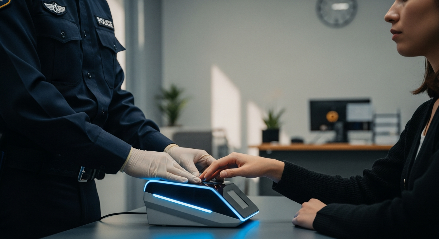 Proceso de toma de huellas digital para documentación oficial