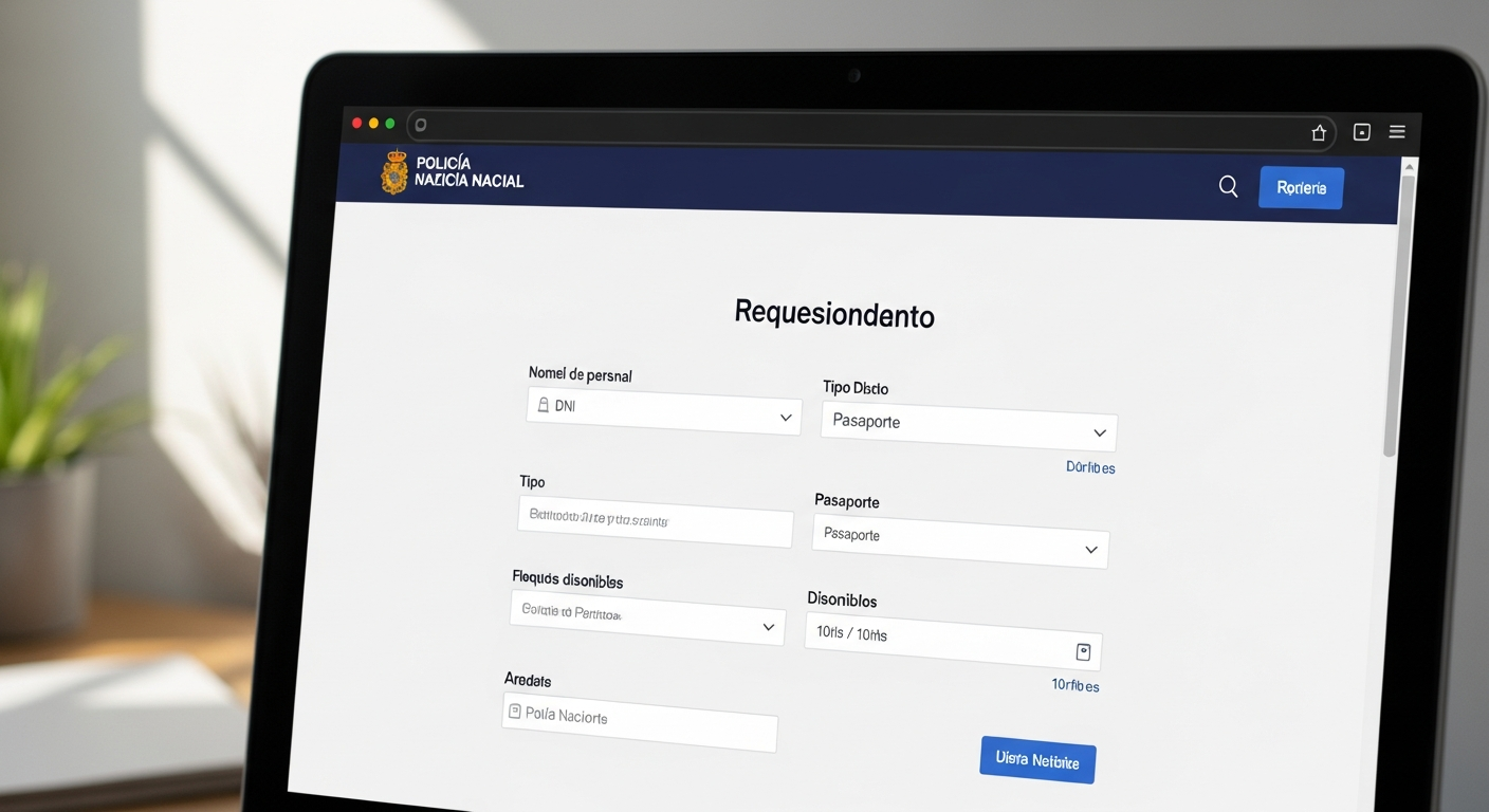 Pantalla de solicitud de cita previa en sede electrónica policial