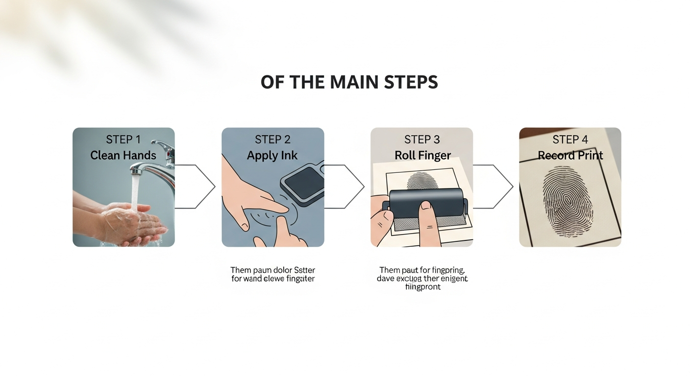 Infografía resumen del proceso completo de toma de huellas