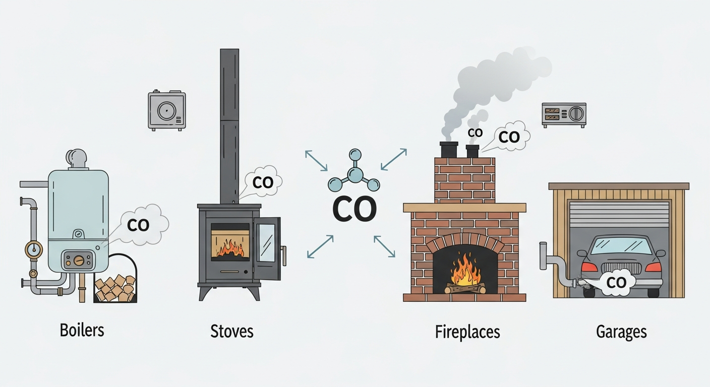 Detector de monóxido de carbono instalado en hogar moderno