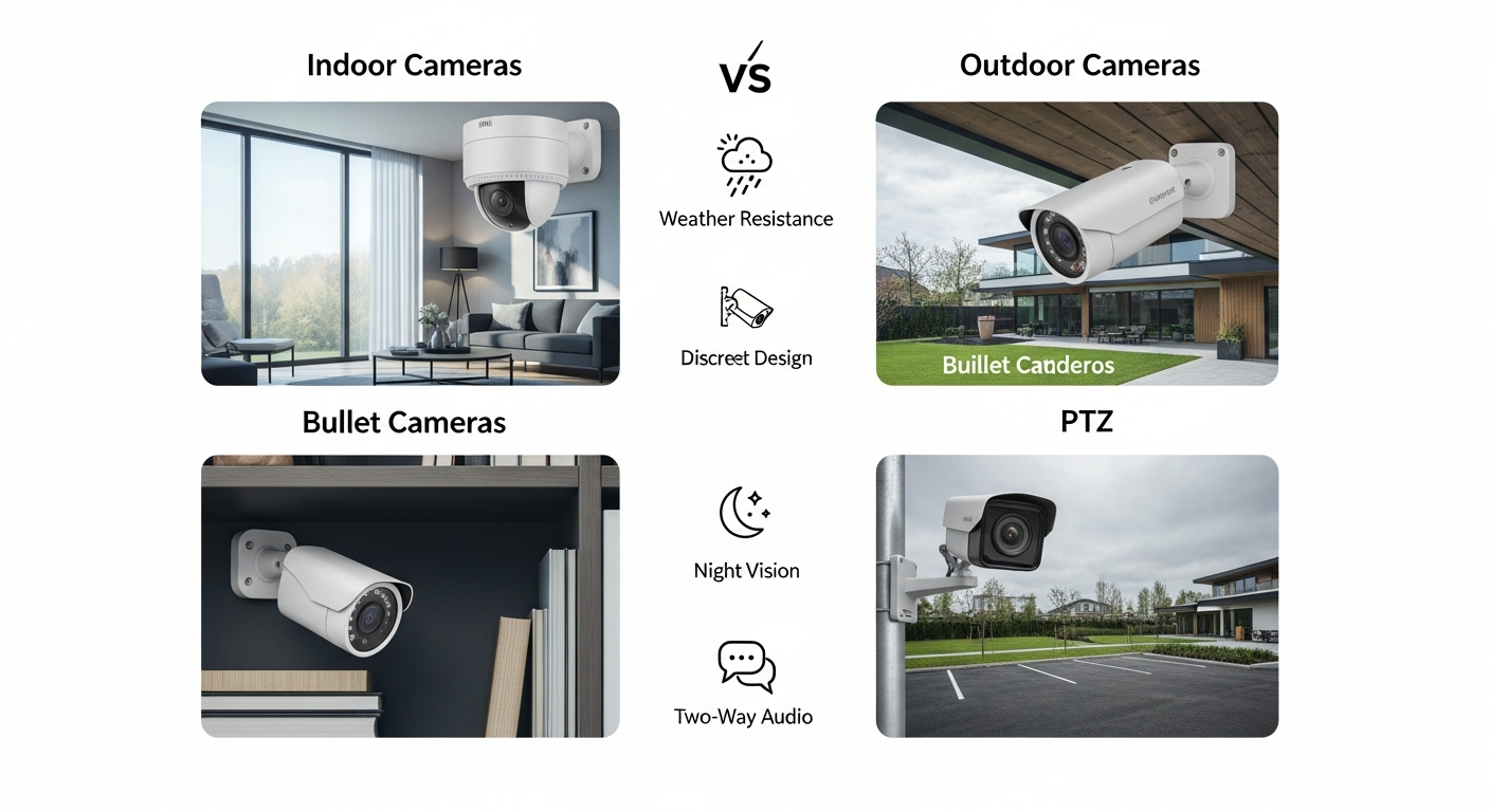 Comparativa cámaras vigilancia interior y exterior