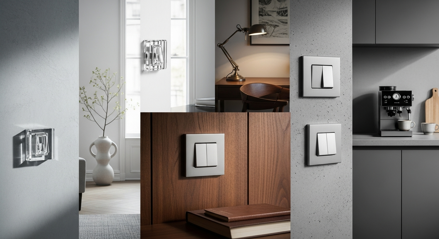 Ejemplos de interruptores premium de diseño con materiales de alta gama