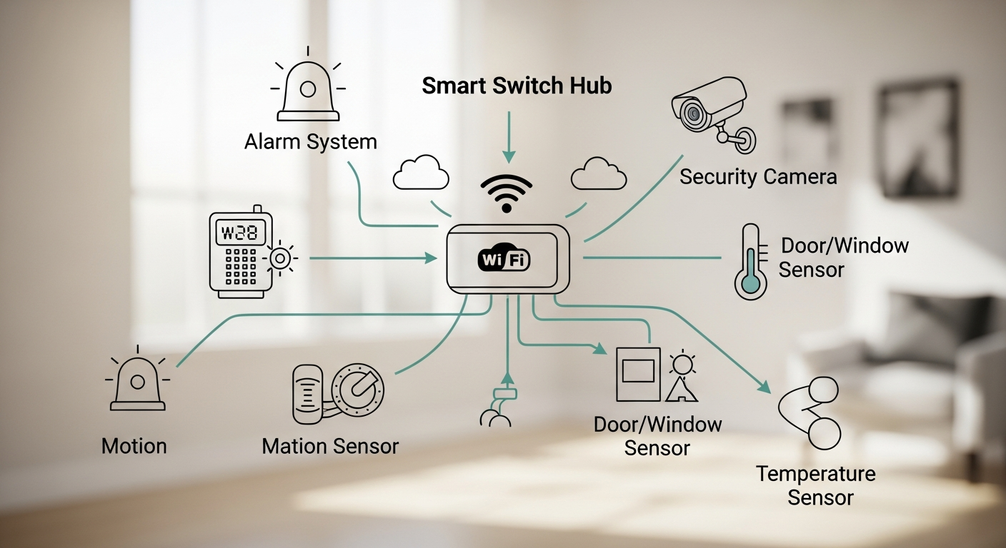 Integración de interruptores inteligentes en sistema de seguridad doméstico completo
