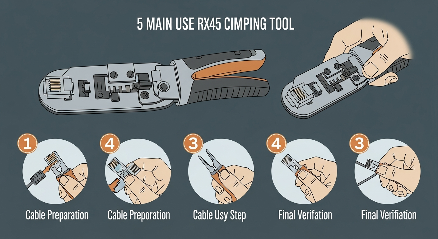 Proceso paso a paso de crimpado correcto con crimpadora RJ45
