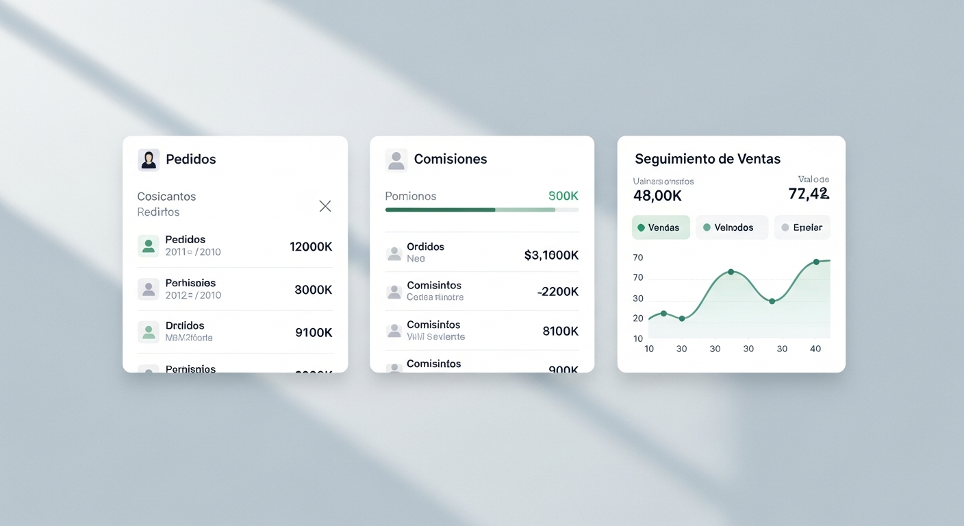 Dashboard plataforma Marketing Personal gestión pedidos