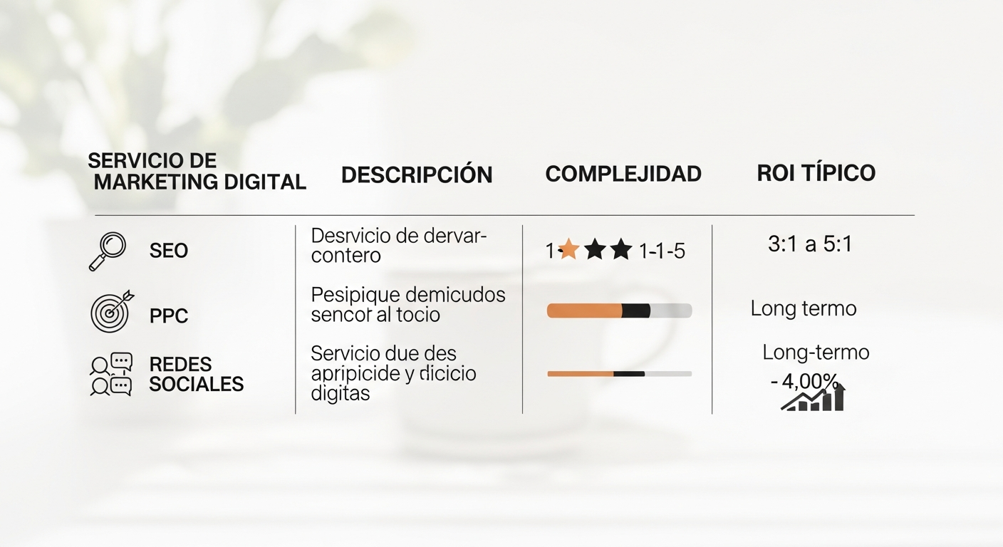 Comparativa de servicios esenciales de marketing online para PYMES