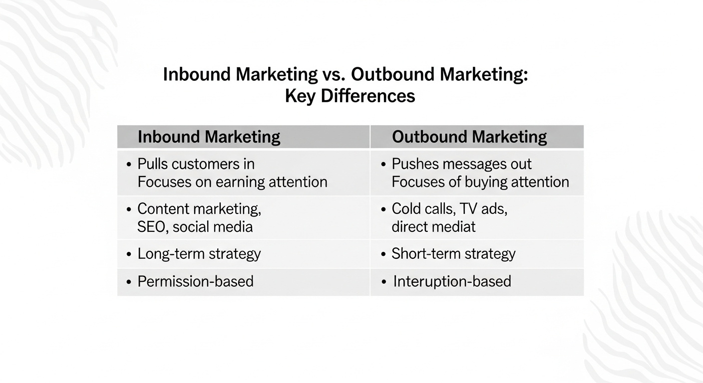 Diferencias inbound marketing outbound marketing comparativa