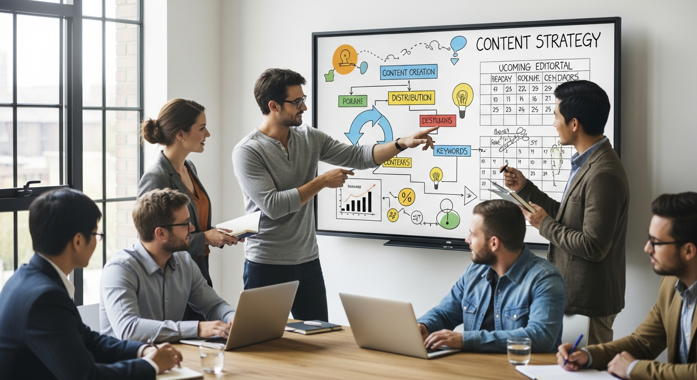 Equipo agencia marketing digital trabajando en proyecto