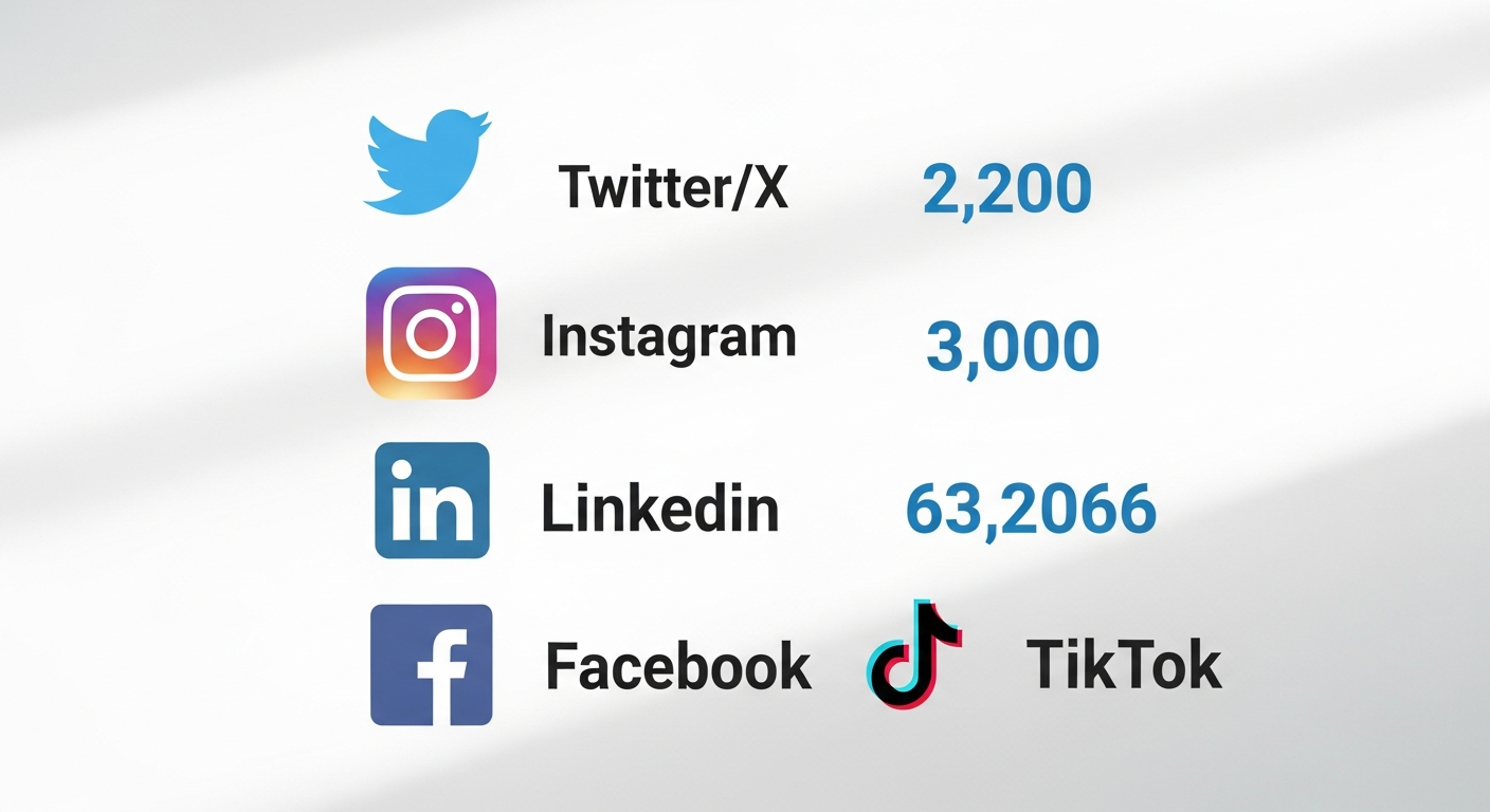 Comparativa de límites de caracteres en redes sociales principales para 2026